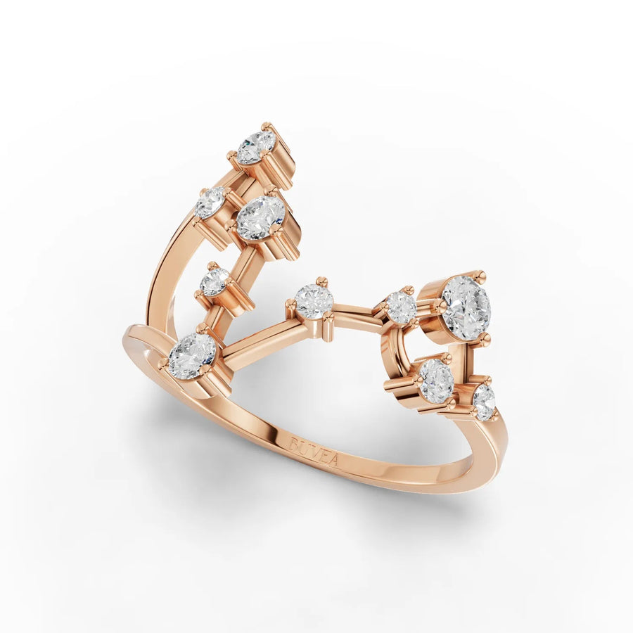 Open-band Pisces ring rose gold profile