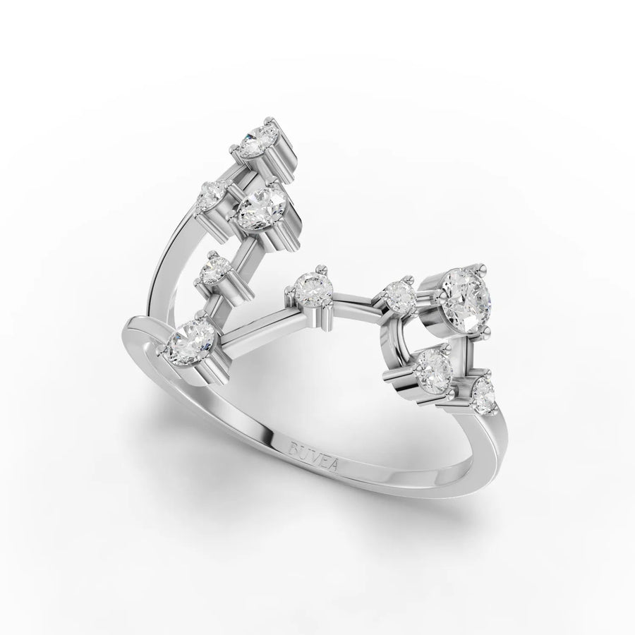 Pisces open band ring white gold profile
