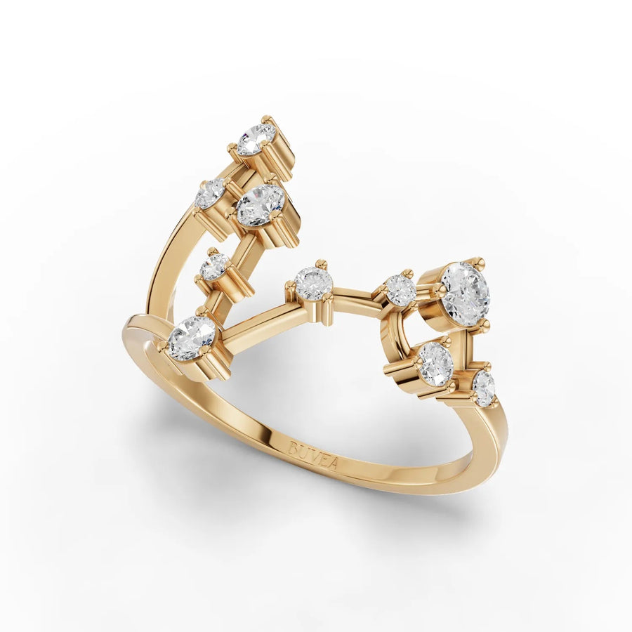 Split-band Pisces ring yellow gold profile