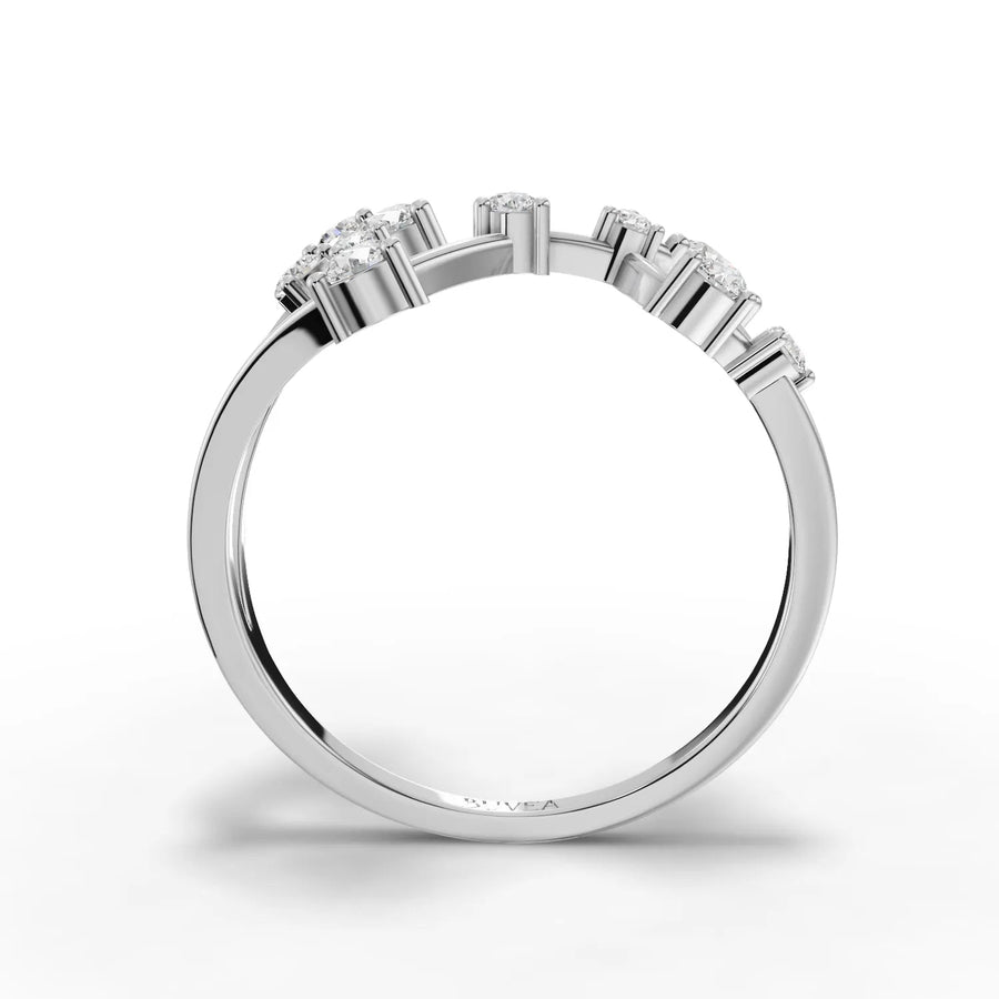 Pisces open band ring white gold profile