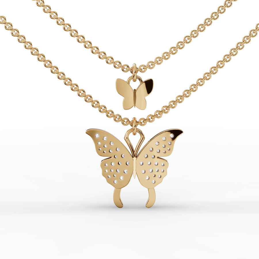 Layered butterfly alignment in yellow gold