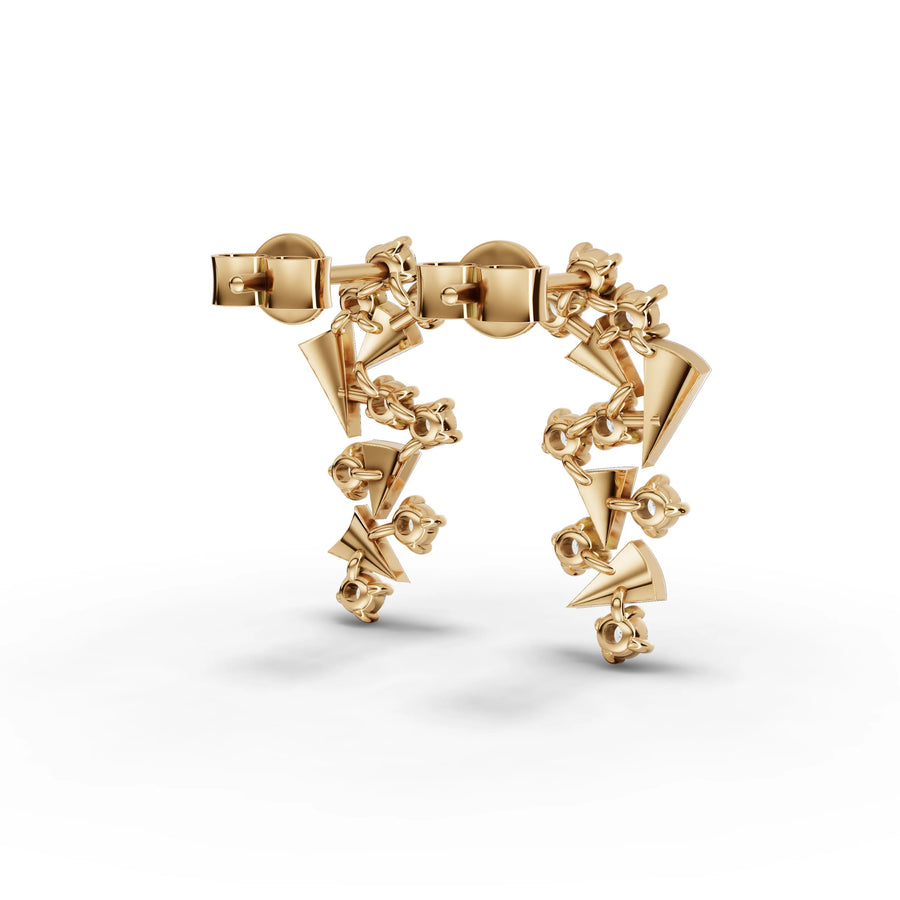 Lab-grown diamond spiral earrings yellow gold close-up