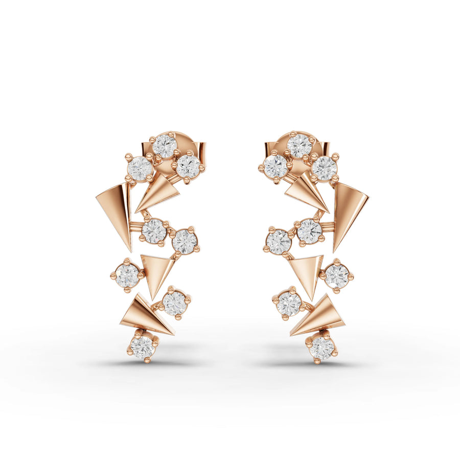 0.40 CT lab-grown diamond spiral earrings rose gold front view