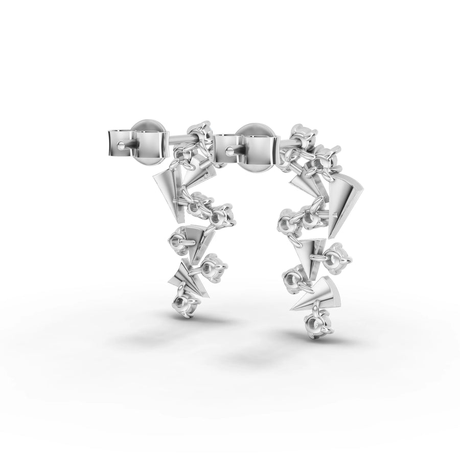 Lab-grown diamond spiral earrings white gold close-up