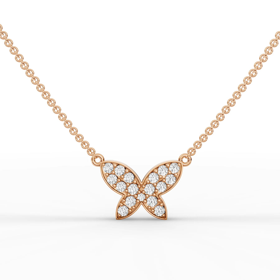 Rose gold diamond butterfly pendant