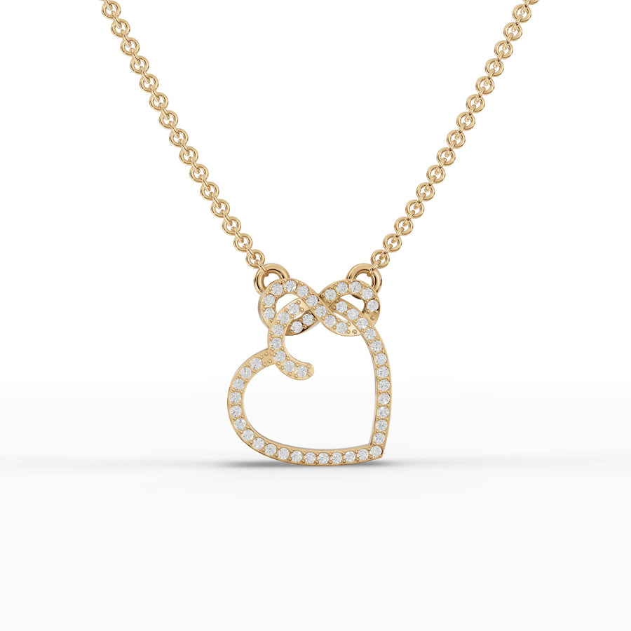 0.25 CT infinity heart lab-grown diamond pendant yellow gold front