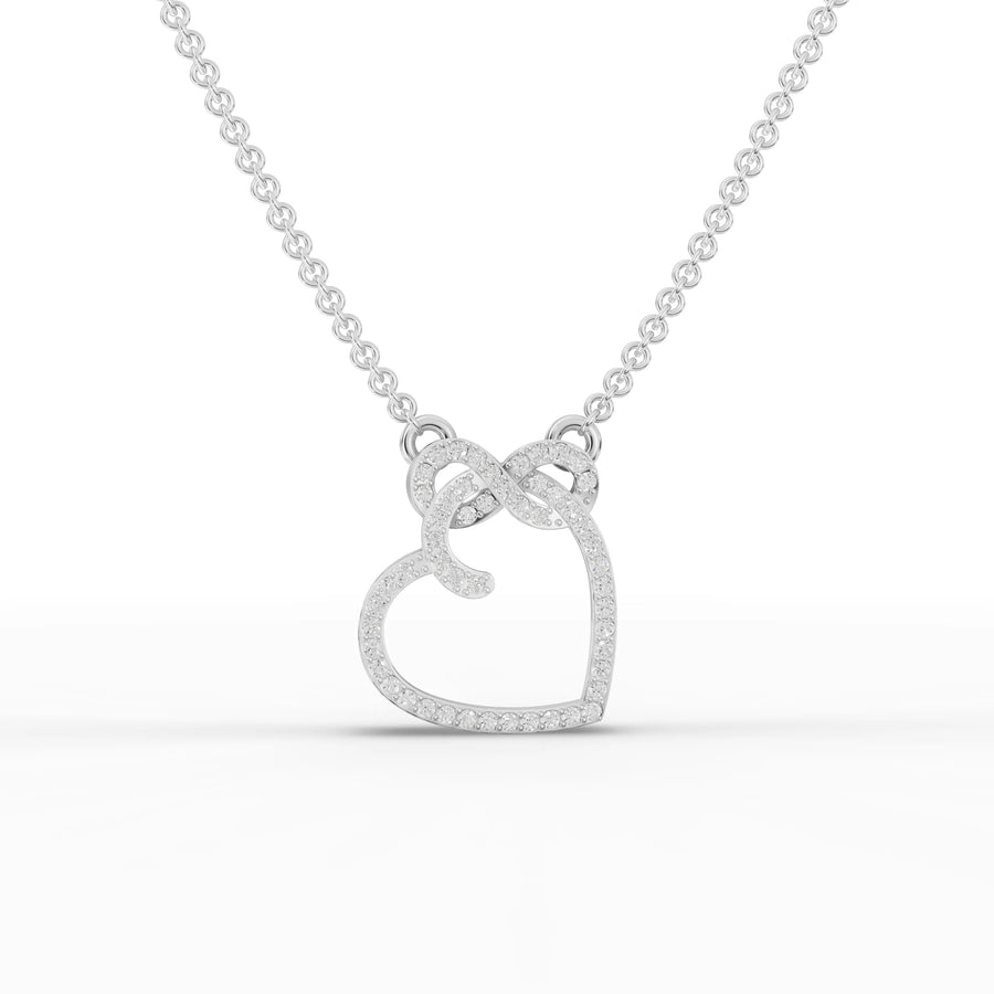 0.25 ct infinity heart pavé lab grown diamond pendant with round diamonds on an open heart outline