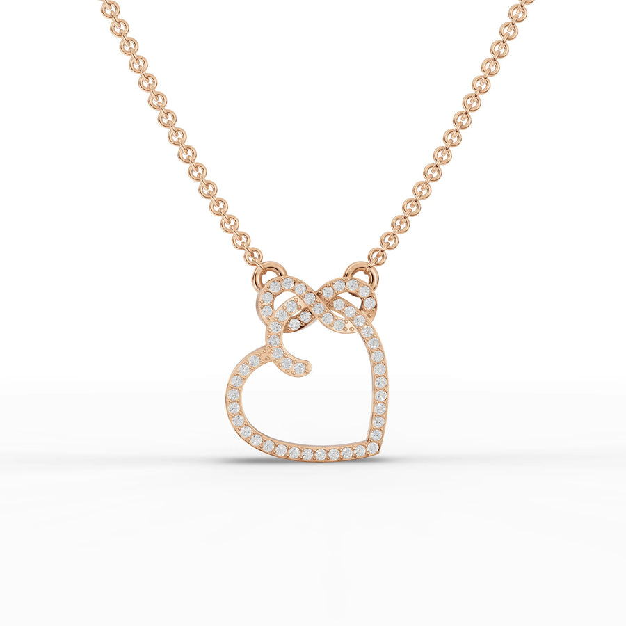 0.25 CT infinity heart lab-grown diamond pendant rose gold front