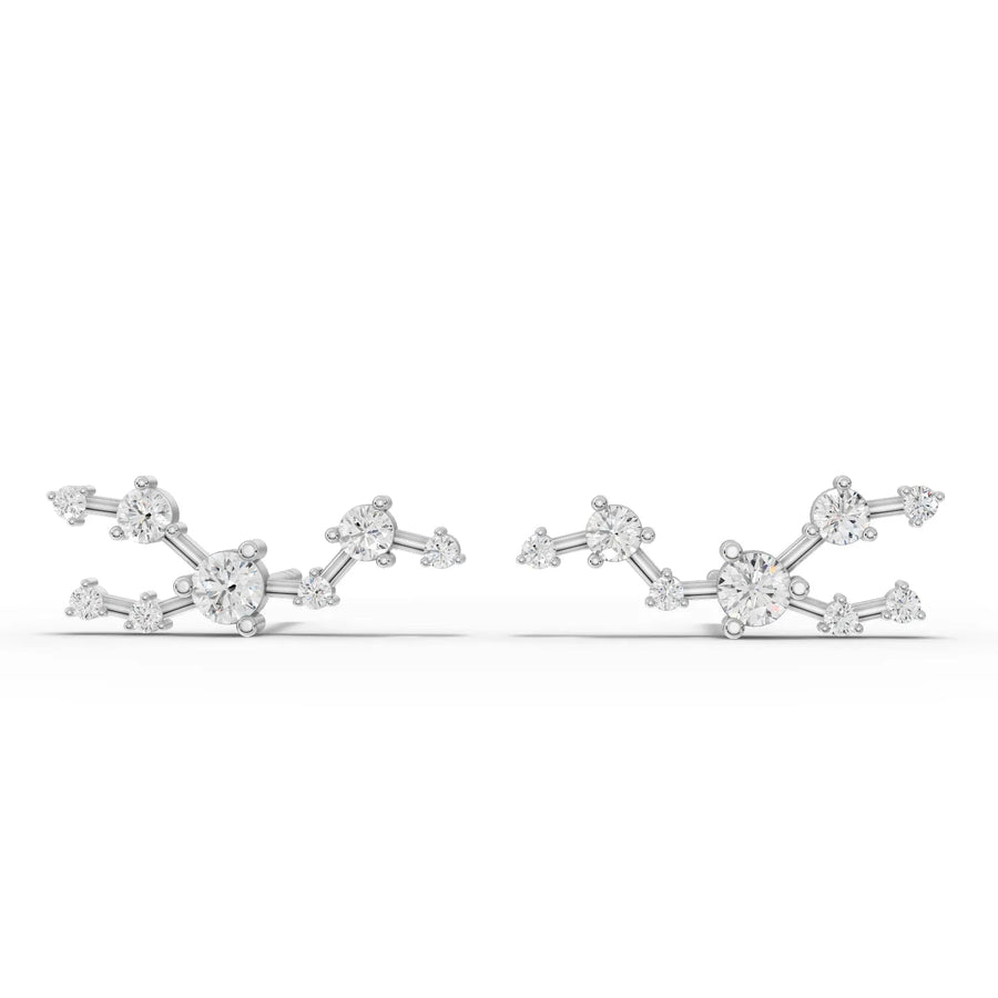 0.52 CT Taurus constellation lab-grown diamond earrings in 18K gold with round diamonds and screw-back studs