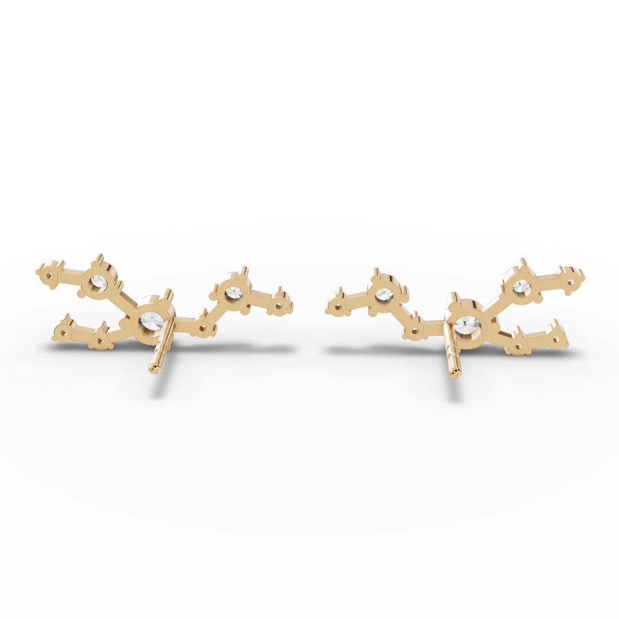 Yellow gold constellation earring angled profile