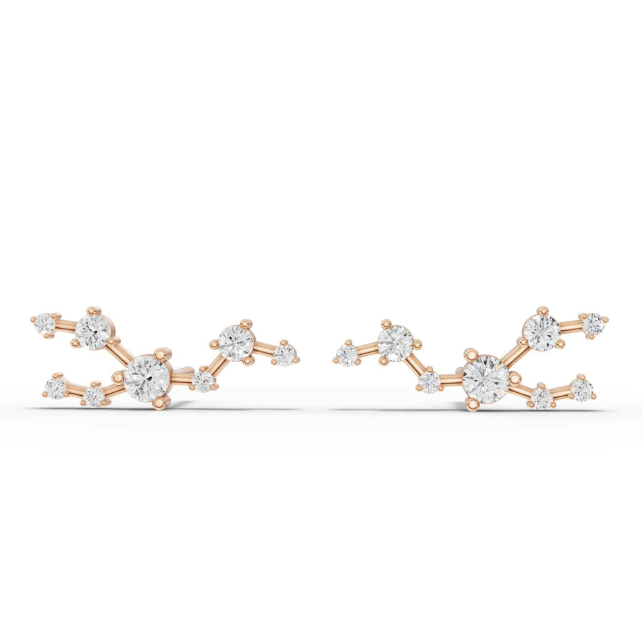 Taurus constellation earrings rose gold front view
