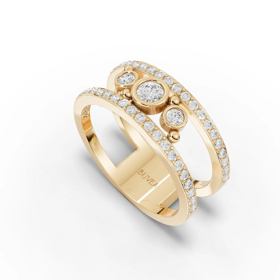 0.54 CT dual-band ring yellow gold angled profile