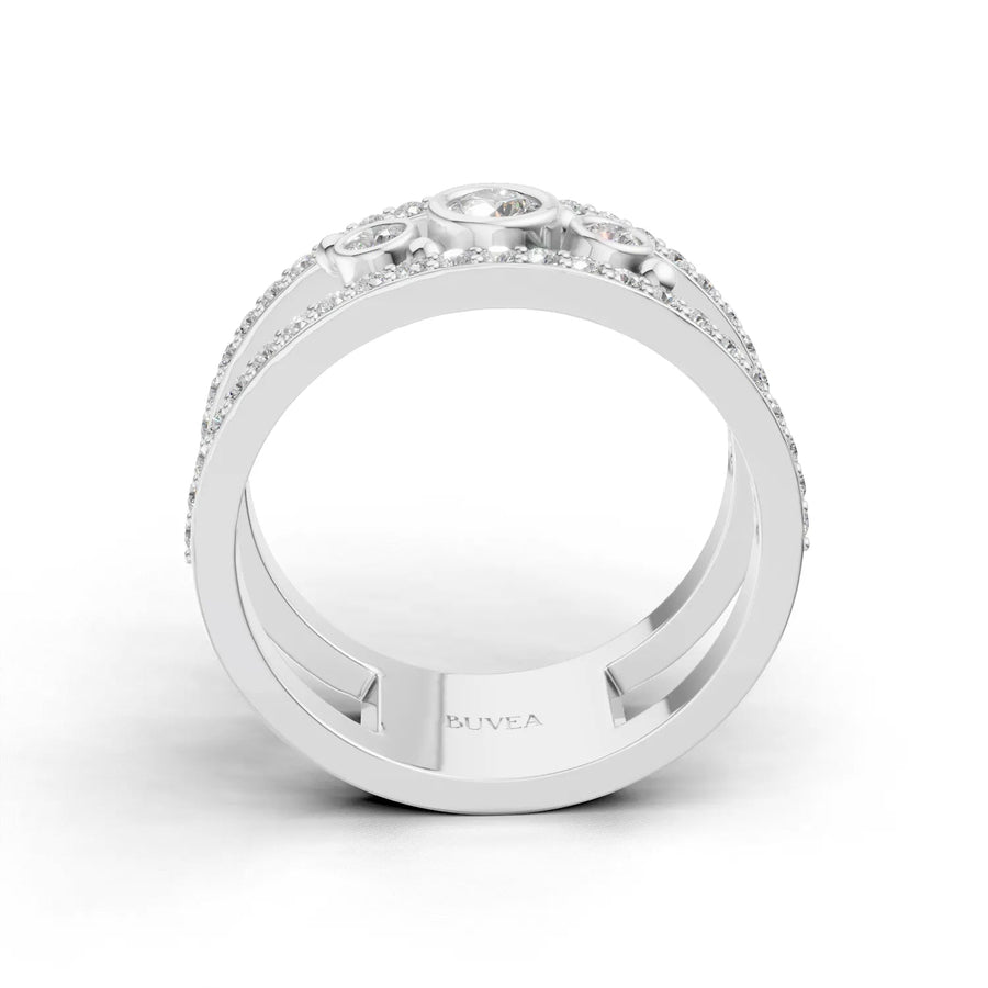 Bezel-set diamond ring white gold close-up