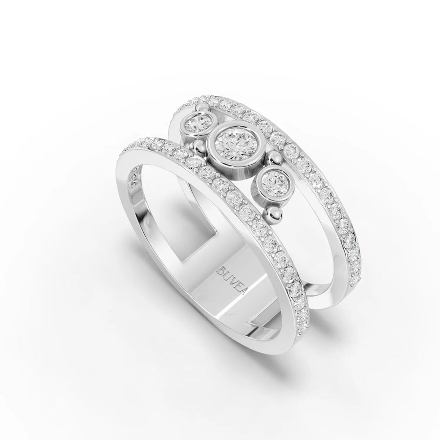 0.54 CT dual-band ring white gold angled profile