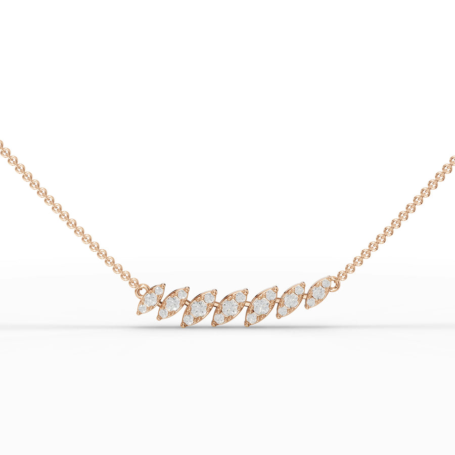 Rose gold diamond leaf pendant