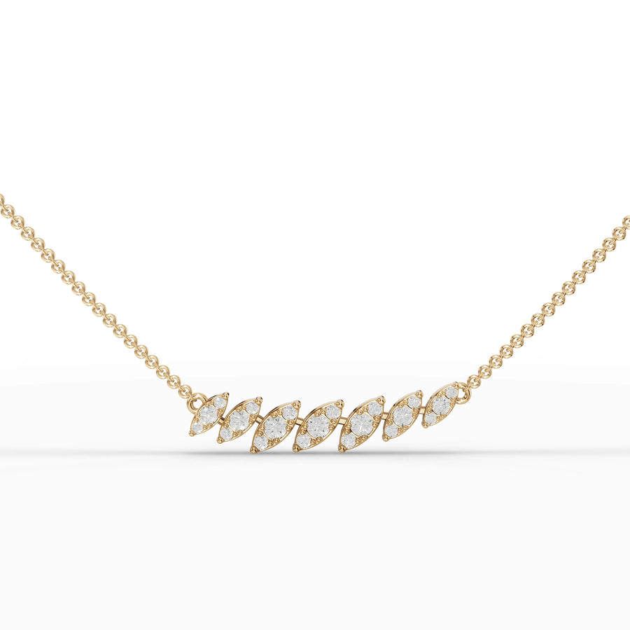 Yellow gold cascading leaf pendant