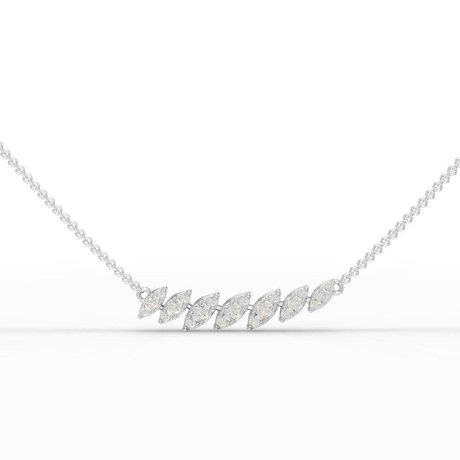 0.54 CT cascading leaf lab grown diamond pendant in 18K gold with interlocking design and round brilliant stones