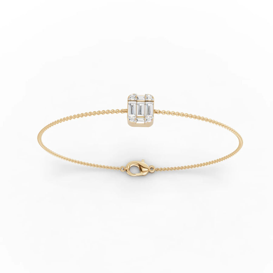 Yellow gold square baguette gemstone bracelet