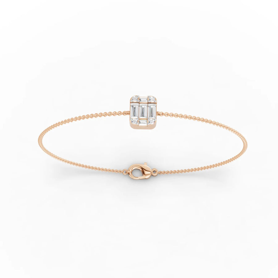 Rose gold square baguette gemstone bracelet