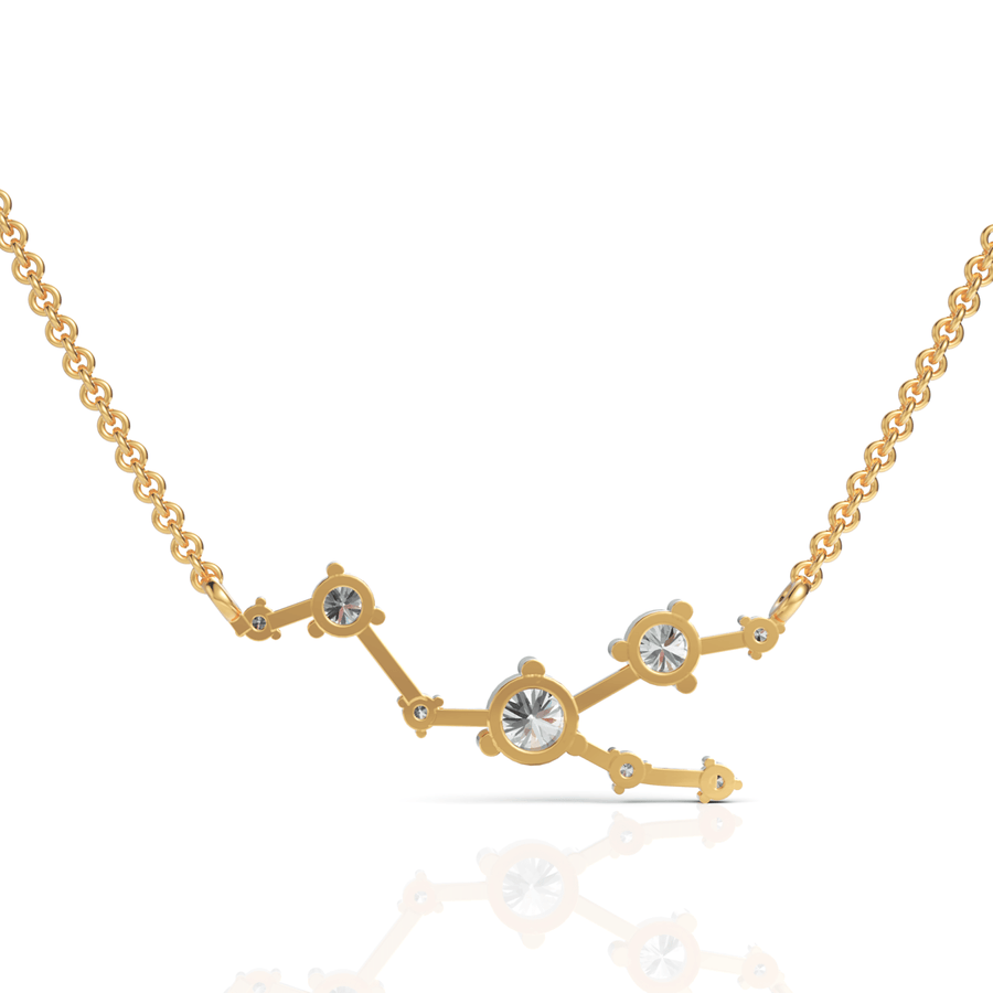 Yellow gold constellation pendant side profile
