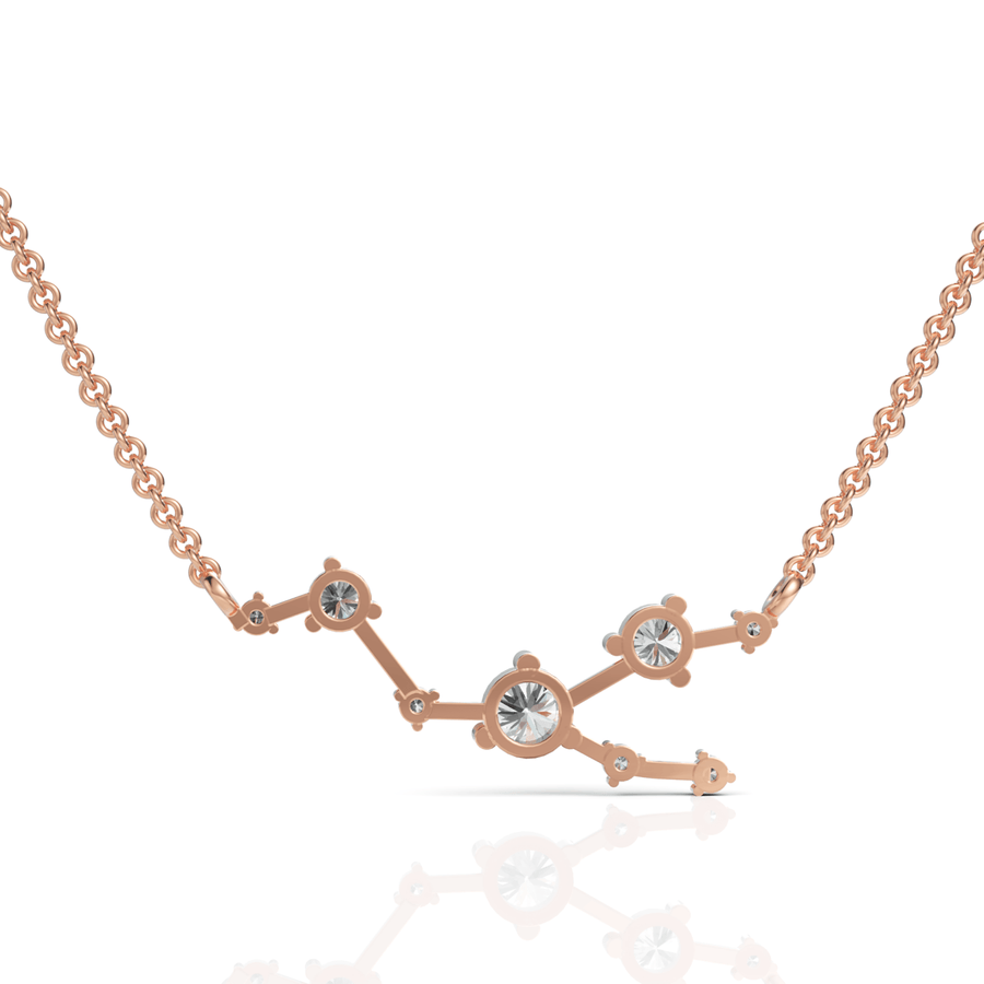 Rose gold constellation pendant side profile
