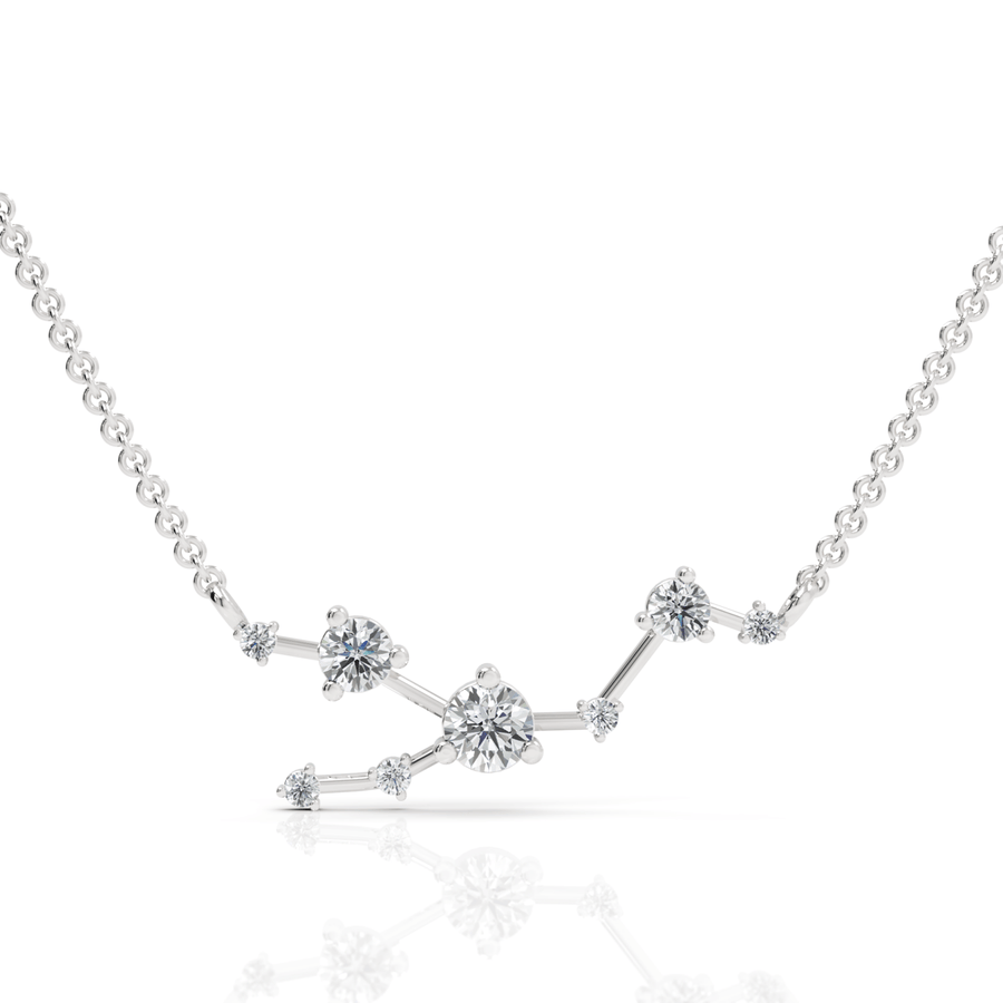 0.55 CT Taurus constellation lab-grown diamond pendant in 18K gold with round diamonds and gold bar connectors