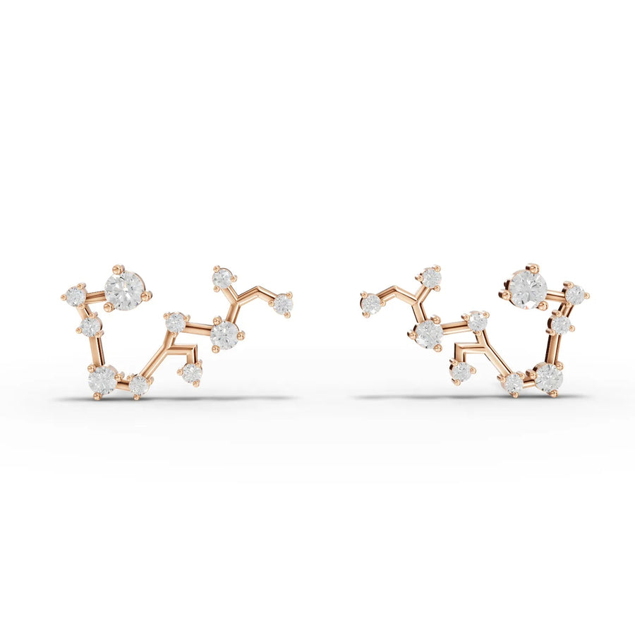 Sagittarius constellation earrings in rose gold