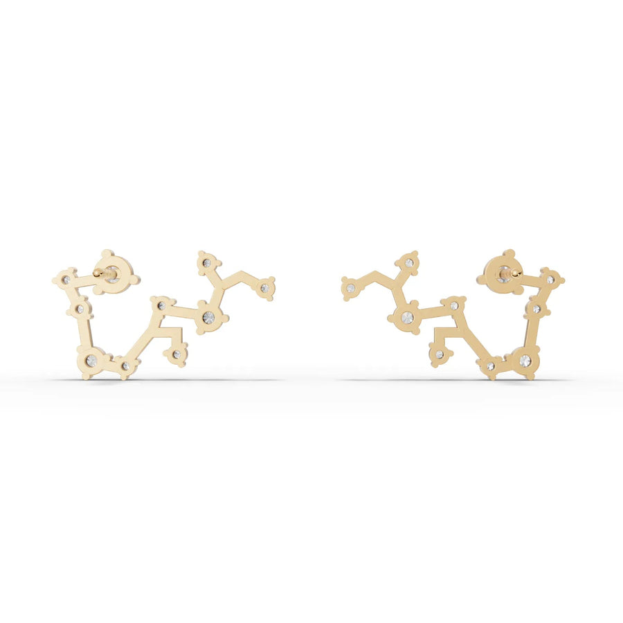 Frontal yellow gold constellation earrings