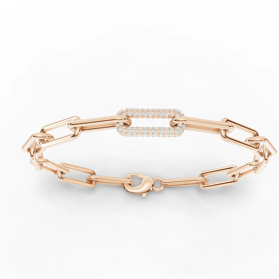 Rose gold pavé-set link close-up