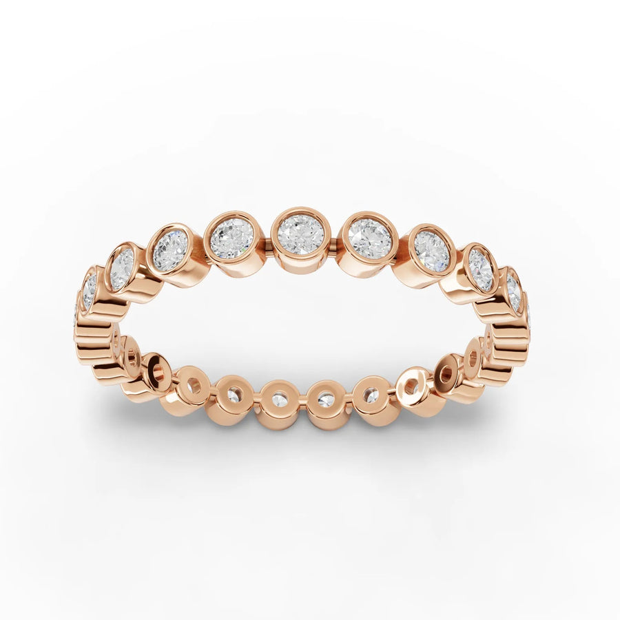 0.58 CT round lab-grown diamond eternity band rose gold top view