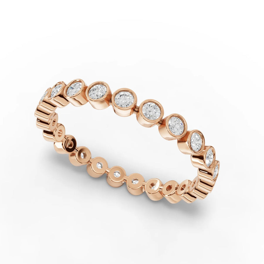 Round eternity band rose gold angle