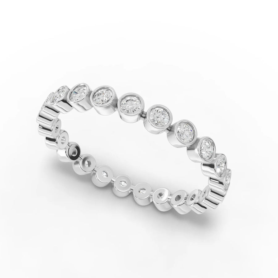 Round eternity band white gold angle