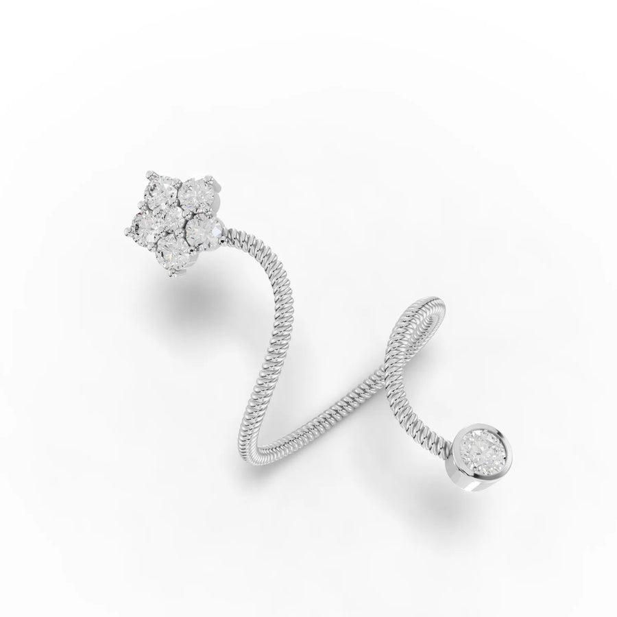 White gold spiral band angled profile