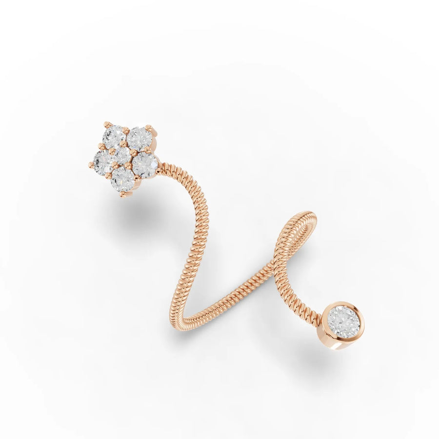 Rose gold spiral band angled profile