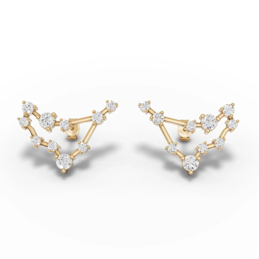 Yellow gold constellation earring profile