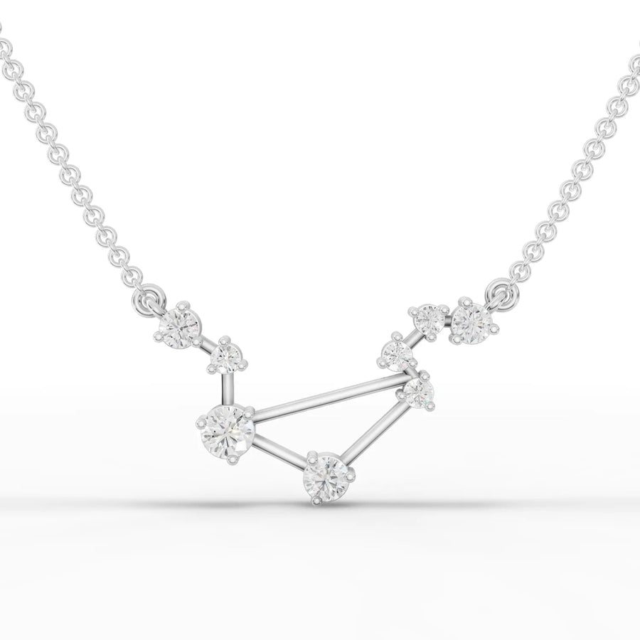 0.51 CT Libra constellation lab-grown diamond pendant in 18K gold with round diamonds and fine gold connectors