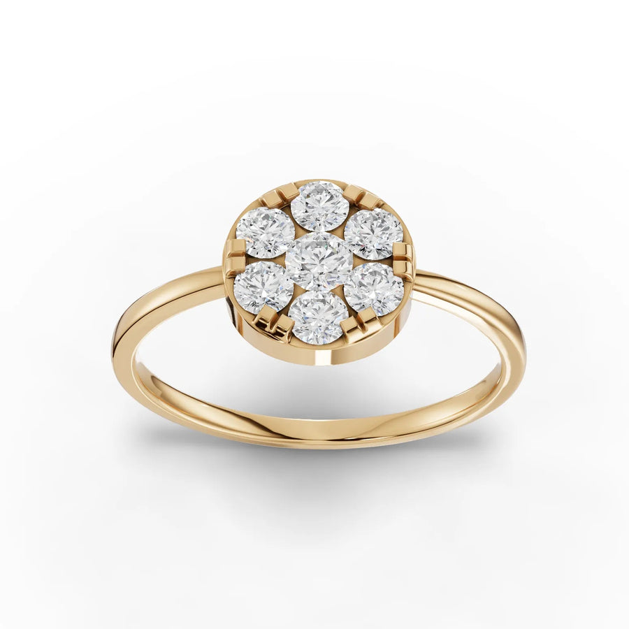 0.50 CT round lab-grown diamond cluster ring yellow gold top view