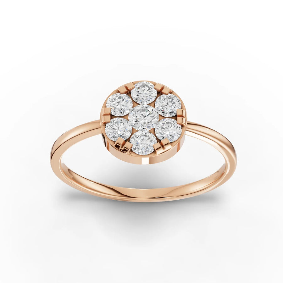 0.50 CT round lab-grown diamond cluster ring rose gold top view