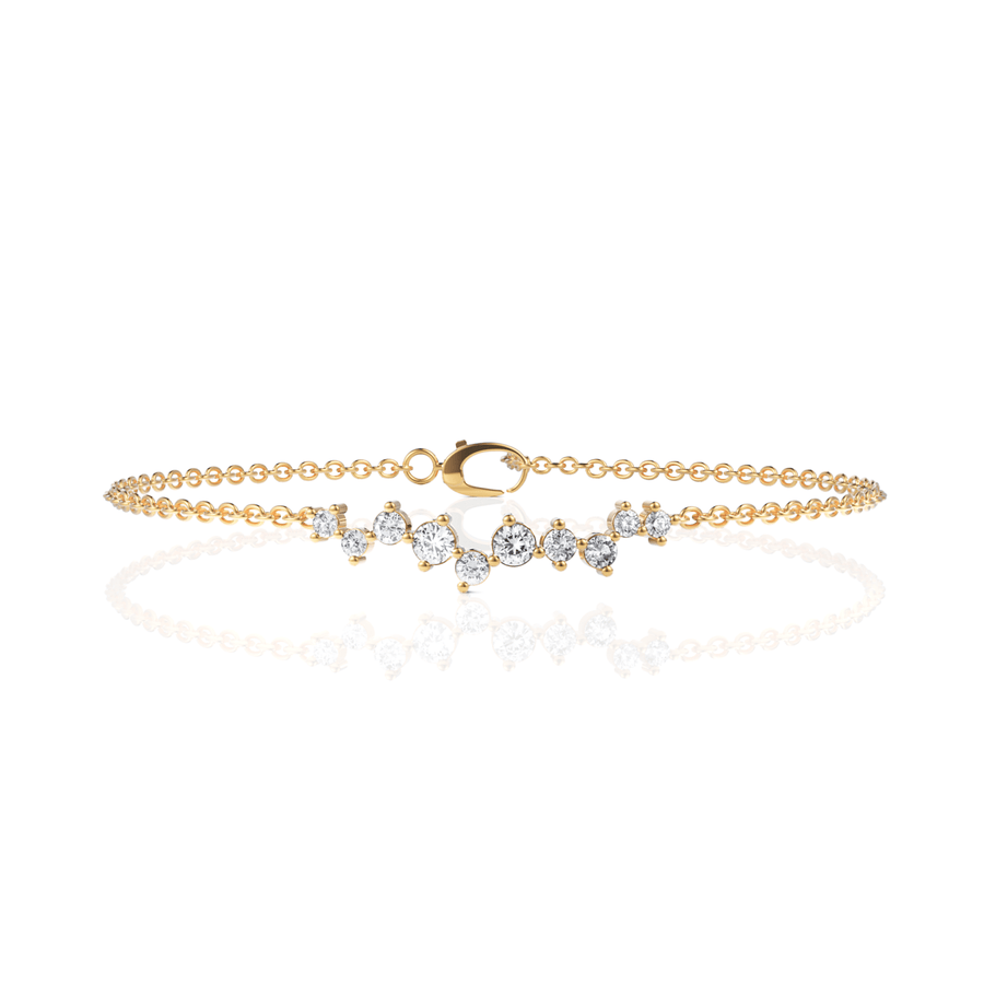 Diamond station bracelet in yellow gold