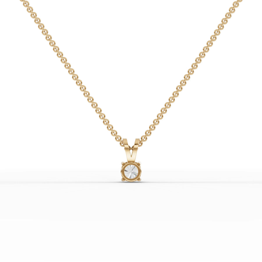 Lab-grown diamond solitaire pendant yellow gold close-up
