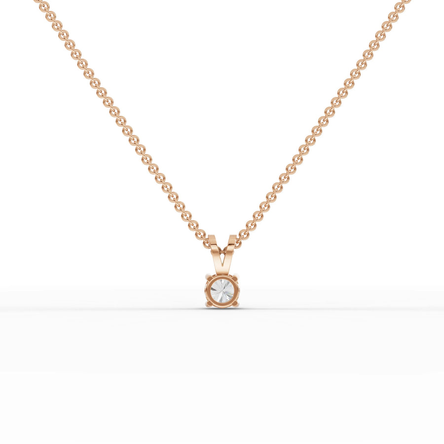 Lab-grown diamond solitaire pendant rose gold close-up