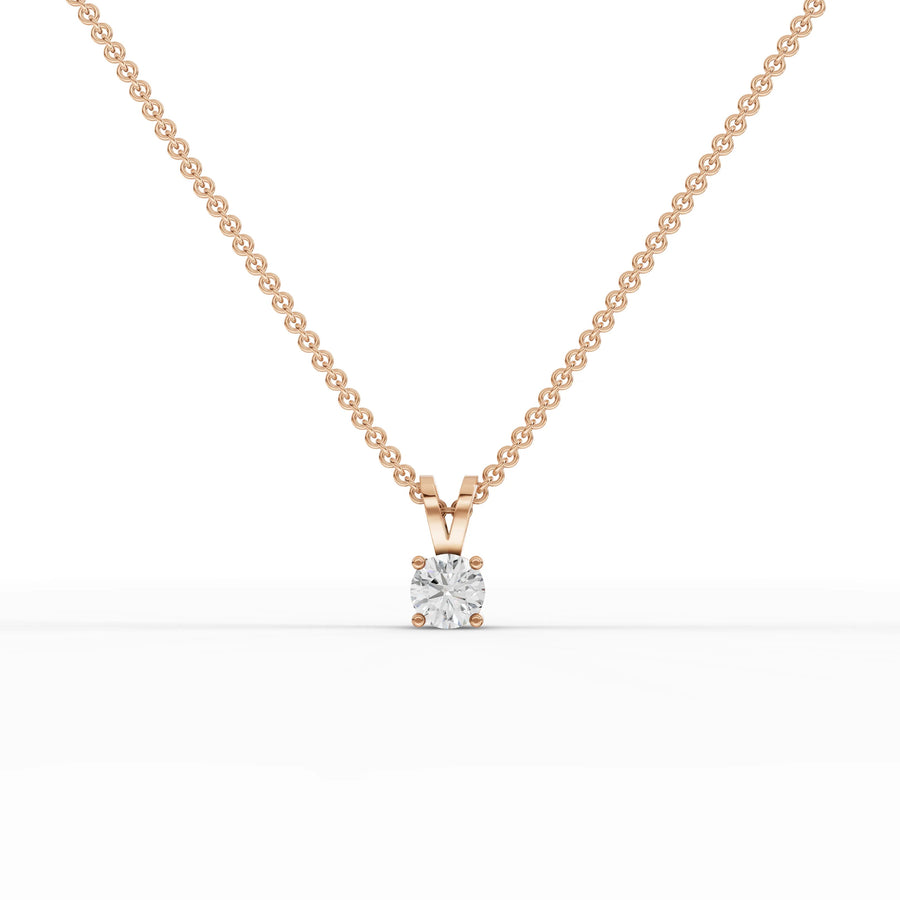 0.47 CT lab-grown diamond solitaire pendant rose gold front view