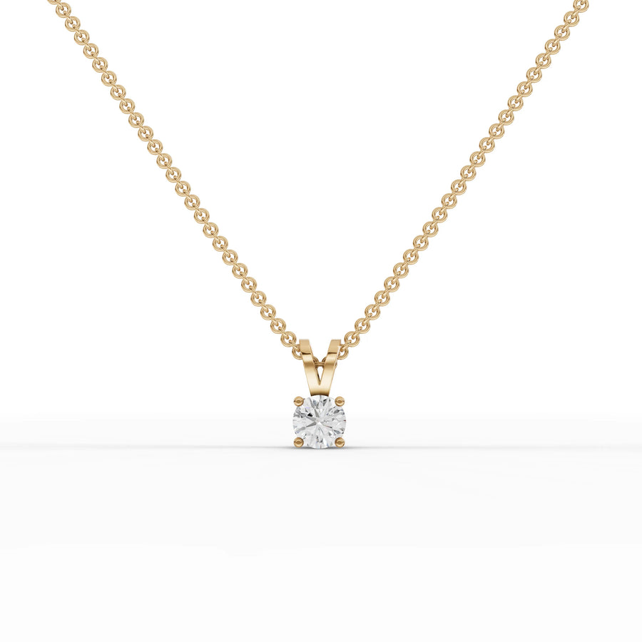 0.47 CT lab-grown diamond solitaire pendant yellow gold front view
