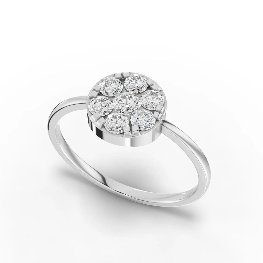 Cluster ring white gold angle
