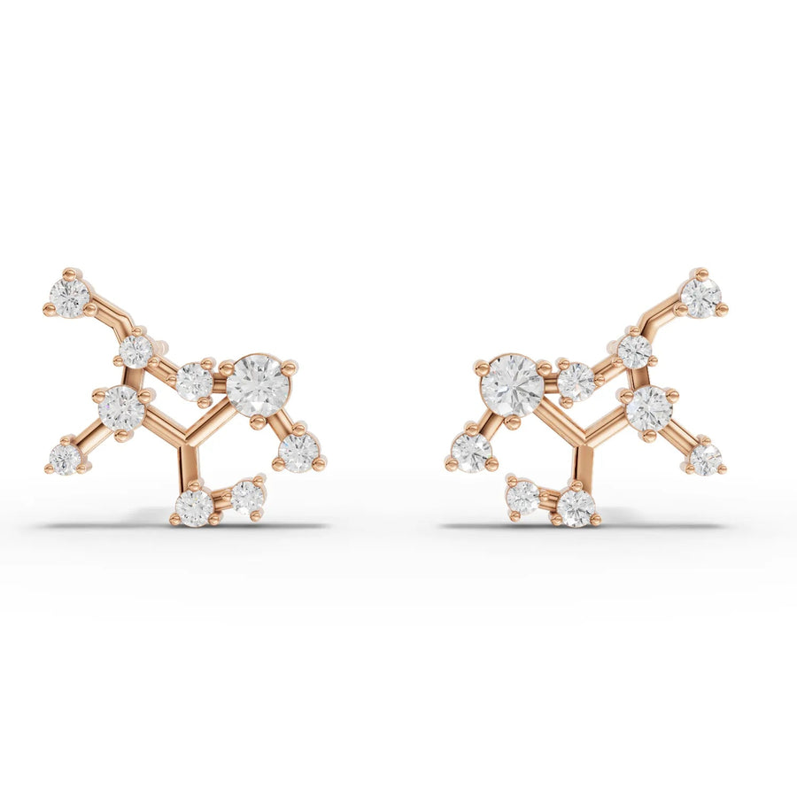 Virgo constellation earrings in rose gold