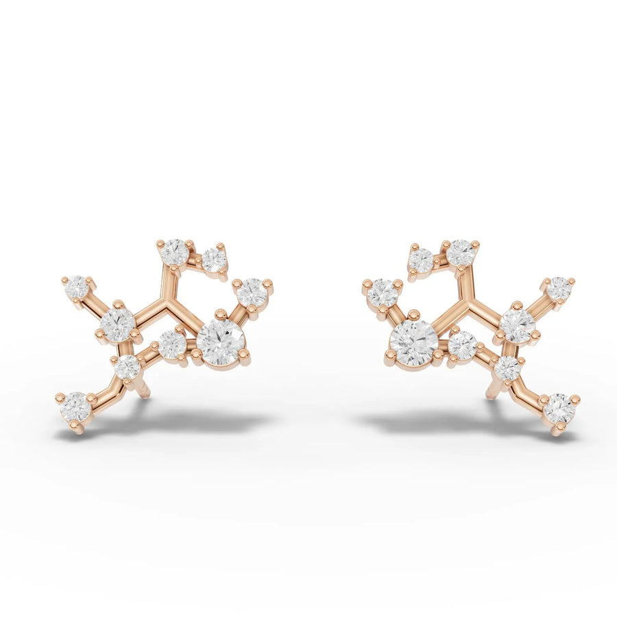 Rose gold prong-set diamonds macro