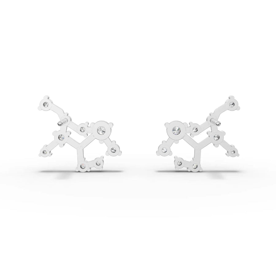 Side angle of white gold constellation earrings