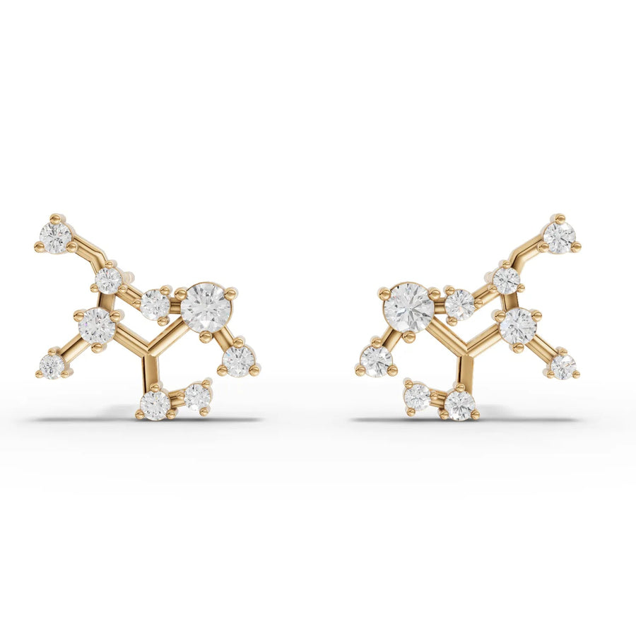 Side angle of white gold constellation earrings