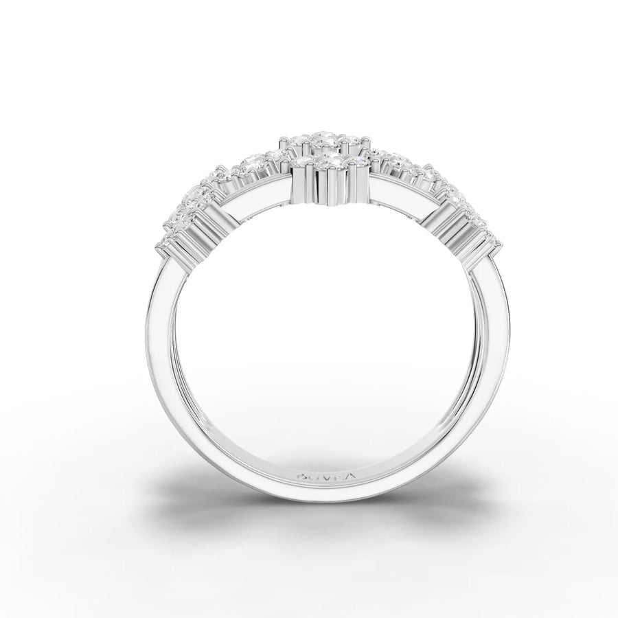 Four-stone cluster ring white gold close-up