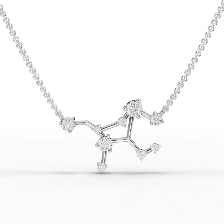 0.62 CT Virgo constellation lab-grown diamond pendant in 18K gold with round diamonds and star-linked design